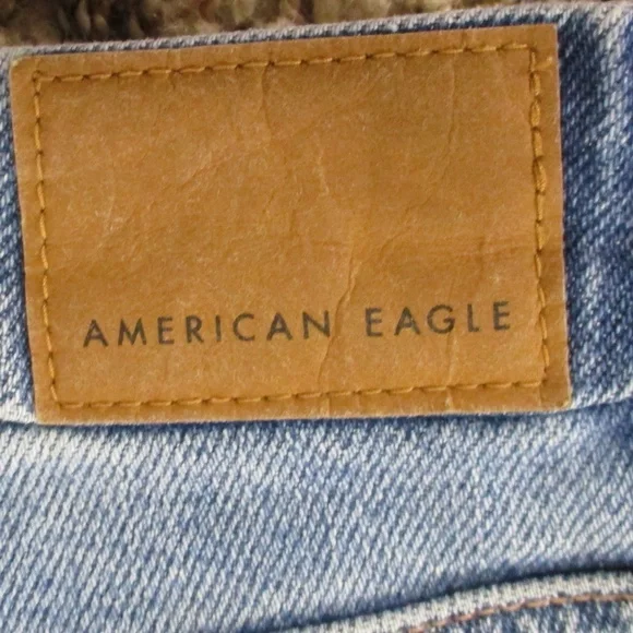American Eagle Jeans Women 14 Short Light Wash Curvy Mom High Rise Stretch Denim - Picture 5 of 9